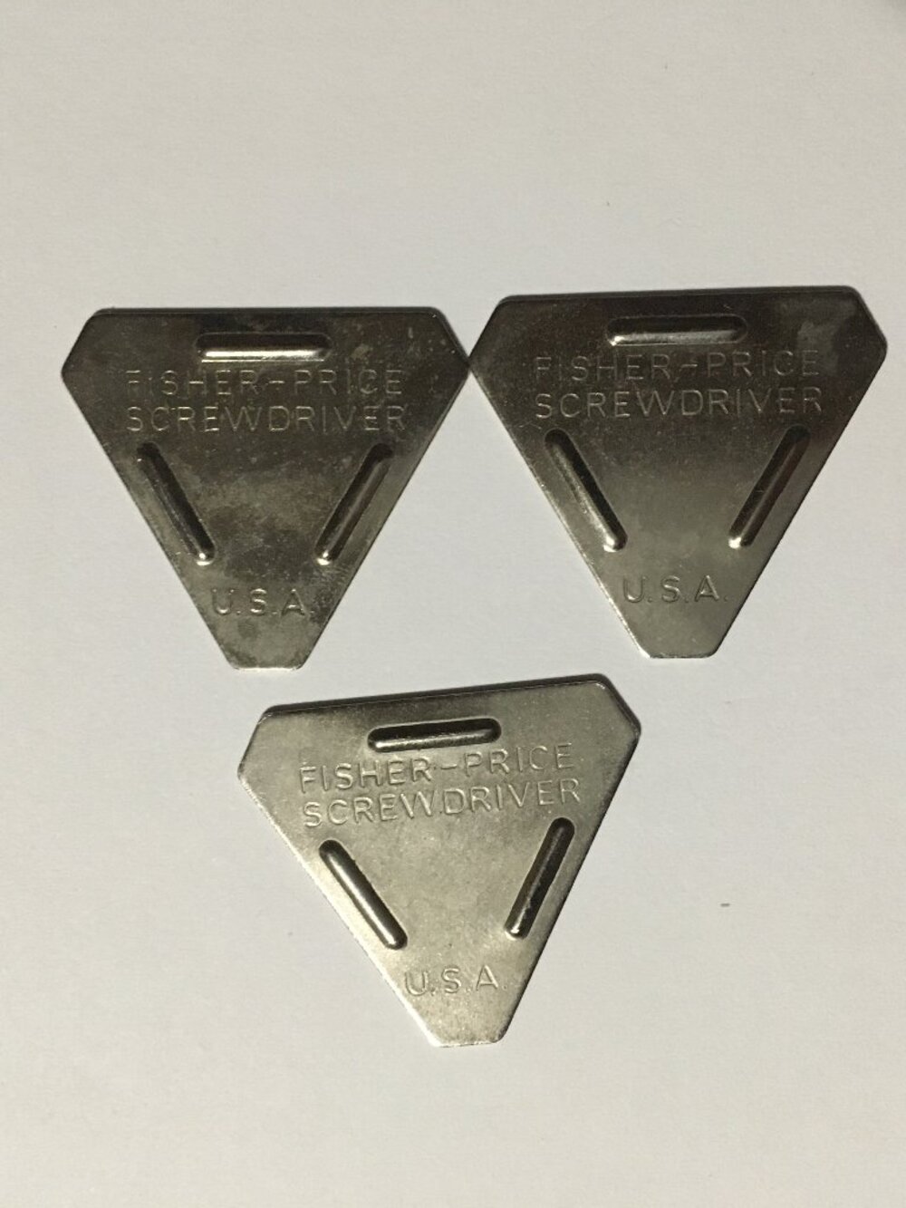 LOT OF 3 FISHER PRICE SILVER SCREWDRIVER ORIGINAL TOY ASSEMBLY TOOL